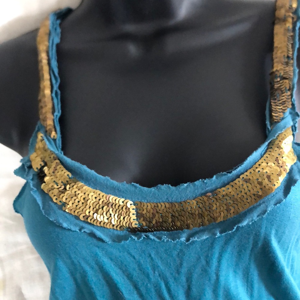 Artisan Sequined tank with rough edged seams